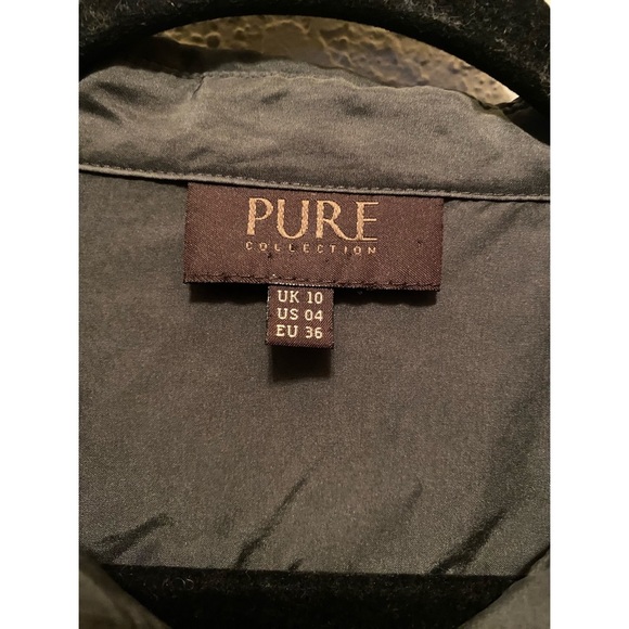 Dark Olive Green “Pure Collection” 100% Silk Button-Up Shirt - Picture 3 of 4